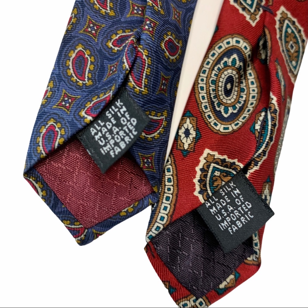 Set of 4 - Christian Dior Neck Ties - Red & Blue - Picture 4 of 7